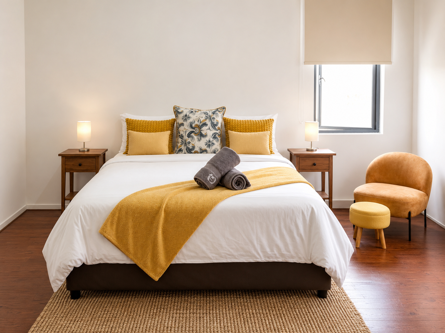 Main bedroom after EZStay styling and staging, Durban short-term rental